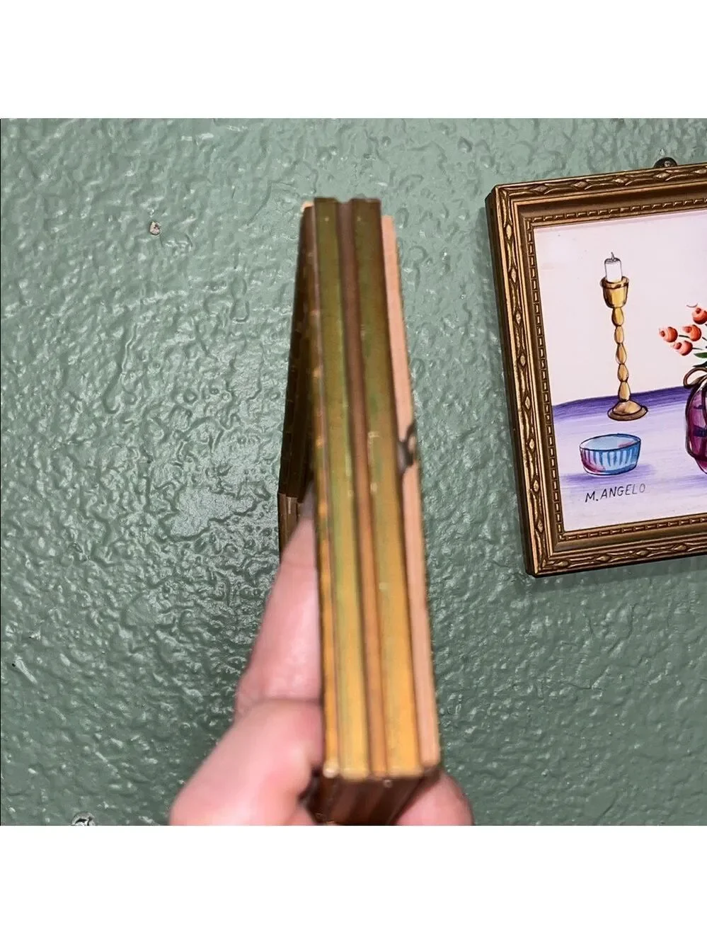 Vintage M Angelo Hand Painted Framed Tile Set Of 2 Japan